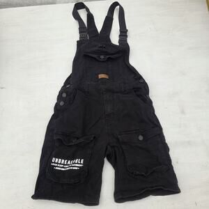 Love To Kleep Mens Black Overalls Shorts Size Small Grunge Punk Skater